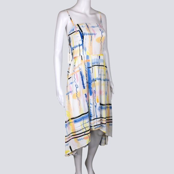 Aritzia Babaton Noel Dress Size 0 Abstract Print High Low Artsy Flowy Summer - Picture 3 of 16